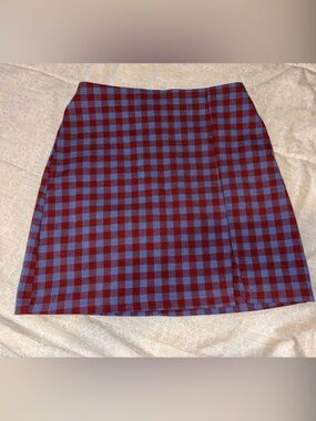 Urban Outfitters Blue Red Gingham Plaid Mini Skirt Size XS